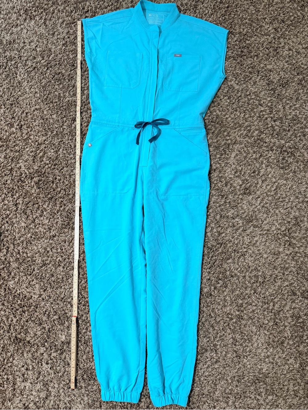 FIGS Turquoise Drawstring Jumpsuit (Zamora Large)